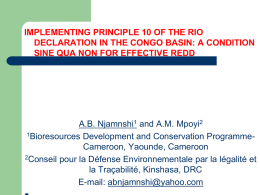 IMPLEMENTING PRINCIPLE 10 OF THE RIO DECLARATION IN THE CONGO BASIN: A CONDITION SINE QUA NON FOR EFFECTIVE REDD  A.B.