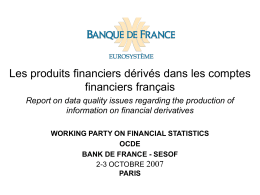 Les produits financiers dérivés dans les comptes financiers français Report on data quality issues regarding the production of information on financial derivatives WORKING PARTY.