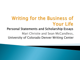 Mari Christie and Sean McCandless, University of Colorado Denver Writing Center.