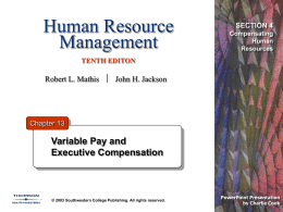 Human Resource Management  SECTION 4 Compensating Human Resources  TENTH EDITON  Robert L. Mathis  John H. Jackson  Chapter 13  Variable Pay and Executive Compensation  © 2003 Southwestern College Publishing.