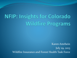 Karen Amrhein July 29, 2013 Wildfire Insurance and Forest Health Task Force.
