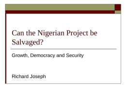 Can the Nigerian Project be Salvaged? Growth, Democracy and Security  Richard Joseph Fannie Lou Hamer, 1917-1977