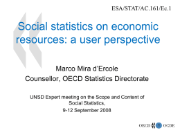 ESA/STAT/AC.161/Ec.1  Social statistics on economic resources: a user perspective Marco Mira d’Ercole Counsellor, OECD Statistics Directorate UNSD Expert meeting on the Scope and Content of Social.