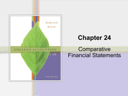 Chapter 24 Comparative Financial Statements Interpreting a Firm’s Accounting Information • Owners, employers, managers, and creditors are interested in the financial position and the results of.