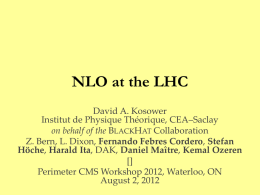NLO at the LHC David A. Kosower Institut de Physique Théorique, CEA–Saclay on behalf of the BLACKHAT Collaboration Z.