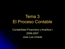 Tema 3 El Proceso Contable Contabilidad Financiera y Analítica I 2006-2007 Jose Luis Ucieda.