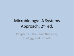 Microbiology: A Systems Approach, 2nd ed. Chapter 7: Microbial Nutrition, Ecology, and Growth.