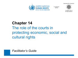 in cooperation with the  Chapter 14 The role of the courts in protecting economic, social and cultural rights  Facilitator’s Guide.