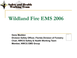 Wildland Fire EMS 2006 Gene Madden Division Safety Officer, Florida Division of Forestry Chair, NWCG Safety & Health Working Team Member, NWCG EMS Group.