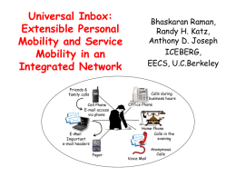 Universal Inbox: Extensible Personal Mobility and Service Mobility in an Integrated Network  Bhaskaran Raman, Randy H.