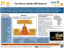 The African Health OER Network Mission: The African Health Open Educational Resources (OER) Network (est.