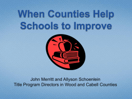 John Merritt and Allyson Schoenlein Title Program Directors in Wood and Cabell Counties.