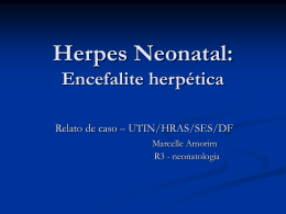 Herpes Neonatal: Encefalite herpética Relato de caso – UTIN/HRAS/SES/DF Marcelle Amorim R3 - neonatologia.