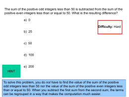 The sum of the positive odd integers less than 50 is subtracted from the sum of the positive even integers less.