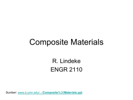 Composite Materials R. Lindeke ENGR 2110  Sumber: www.d.umn.edu/.../Composite%20Materials.ppt Introduction • A Composite material is a material system composed of two or more macro constituents that.
