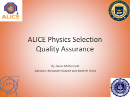 ALICE Physics Selection Quality Assurance By: Kevin McDermott Advisors: Alexander Kalweit and Michele Floris.