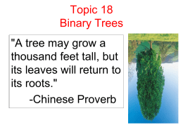 Topic 18 Binary Trees "A tree may grow a thousand feet tall, but its leaves will return to its roots." -Chinese Proverb.