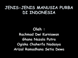 JENIS-JENIS MANUSIA PURBA DI INDONESIA  Oleh : Rachmad Dwi Kurniawan Ghana Nazala Putra Ogiska Chaherfa Nadasya Arizal Ramadhana Setia Dewa.