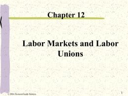Chapter 12  Labor Markets and Labor Unions  © 2006 Thomson/South-Western Three Uses of Time Individuals can use their time in three ways Undertake market work 