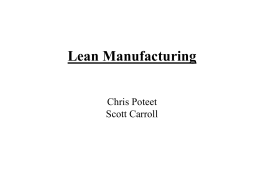 Lean Manufacturing Chris Poteet Scott Carroll Manufacturing Operating Principles Framework Core Beliefs & Values  Enablers  Subsystems  OPERATING PRINCIPLES Leadership  H. R.