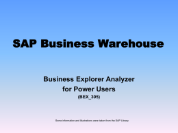 SAP Business Warehouse Business Explorer Analyzer for Power Users (BEX_305)  Some information and illustrations were taken from the SAP Library.