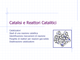Catalisi e Reattori Catalitici Catalizzatori Stadi di una reazione catalitica Identificazione meccanismi di reazione Porgetto di reattori per reazioni gas-solido Deattivazione catalizzatore.