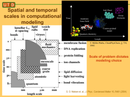 Spatial and temporal scales in computational modeling  F. Müller-Plathe, ChemPhysChem, 3, 754, 2002.  Scale of problem dictates modeling choice  S.