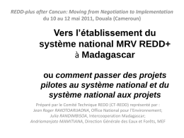 REDD-plus after Cancun: Moving from Negotiation to Implementation du 10 au 12 mai 2011, Douala (Cameroun)  Vers l’établissement du système national MRV REDD+ à.