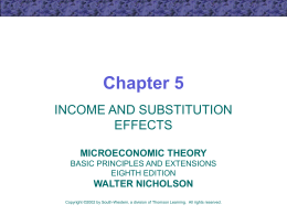 Chapter 5 INCOME AND SUBSTITUTION EFFECTS MICROECONOMIC THEORY BASIC PRINCIPLES AND EXTENSIONS EIGHTH EDITION  WALTER NICHOLSON Copyright ©2002 by South-Western, a division of Thomson Learning.