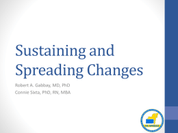 Sustaining and Spreading Changes Robert A. Gabbay, MD, PhD Connie Sixta, PhD, RN, MBA.