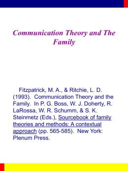 Communication Theory and The Family  Fitzpatrick, M. A., & Ritchie, L. D. (1993).