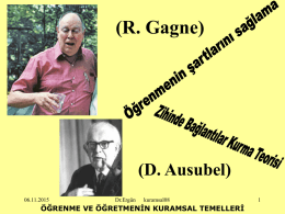 (R. Gagne)  (D. Ausubel) 06.11.2015  Dr.Ergün  kuramsal08  ÖĞRENME VE ÖĞRETMENİN KURAMSAL TEMELLERİ Öğrenme, insanın beyninde gerçekleşir.