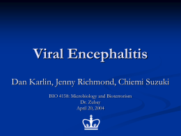 Viral Encephalitis Dan Karlin, Jenny Richmond, Chiemi Suzuki BIO 4158: Microbiology and Bioterrorism Dr.