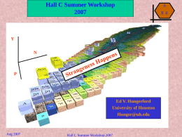 Hall C Summer Workshop Y N  P  Ed V. Hungerford University of Houston Hunger@uh.edu  Aug 2007  Hall C Summer Workshop 2007    Σ Ξ.