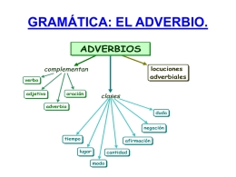 GRAMÁTICA: EL ADVERBIO. GRAMÁTICA: EL ADVERBIO. El adverbio es la palabra que no cambia y que completa, el significado:      Del verbo.