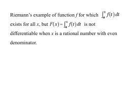 Riemann’s example of function f for which exists for all x, but  is not  differentiable when x is a rational number with even denominator.