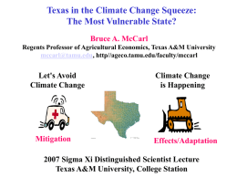 Texas in the Climate Change Squeeze: The Most Vulnerable State? Bruce A.