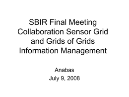 SBIR Final Meeting Collaboration Sensor Grid and Grids of Grids Information Management Anabas July 9, 2008