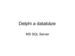 Delphi a databáze MS SQL Server Delphi • • • •  Vývojové prostředí firmy Borland Aktuální verze 8 Od 5.