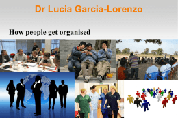 Dr Lucia Garcia-Lorenzo How people get organised Group Dynamics and Leadership  Dr Lucia Garcia Lorenzo 8th November 2011