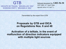 GTB GROUPE DE TRAVAIL “BRUXELLES 1952” WORKING PARTY “BRUSSELS 1952”  Informal document No.