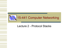 15-441 Computer Networking Lecture 2 - Protocol Stacks Today’s Lecture  • Layers and protocols  • Design principles in internetworks.