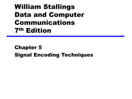William Stallings Data and Computer Communications 7th Edition Chapter 5 Signal Encoding Techniques Encoding Techniques • • • •  Digital data, digital signal Analog data, digital signal Digital data, analog signal Analog data,