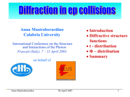 Anna Mastroberardino Calabria University International Conference on the Structure and Interactions of the Photon Frascati (Italy), 7 – 11 April 2003   Introduction  Diffractive structure functions 