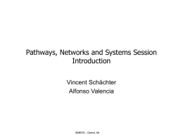 Pathways, Networks and Systems Session Introduction Vincent Schächter Alfonso Valencia  ISMB’05 – Detroit, MI.