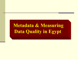 Metadata & Measuring Data Quality in Egypt Definition of Quality  It is all about providing goods and  services that meet the needs.