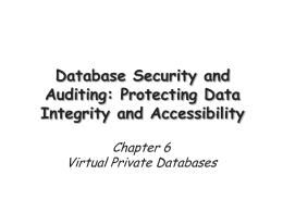 Database Security and Auditing: Protecting Data Integrity and Accessibility Chapter 6 Virtual Private Databases.