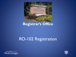 Registrar’s Office  RO-102 Registration Agenda • •  Advising Registration – – – – – – – –  • •  The SCOOP What is the Class Bulletin What is a CRN number What HOLDs do I have What does this ERROR.
