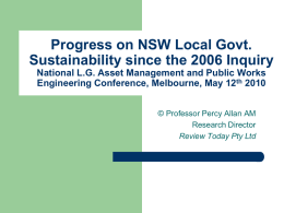 Progress on NSW Local Govt. Sustainability since the 2006 Inquiry National L.G.
