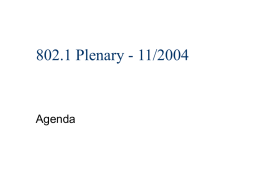 802.1 Plenary - 11/2004  Agenda Topics        Administrative stuff IEEE Patent Policy Exec stuff Interim meetings Task group stuff.